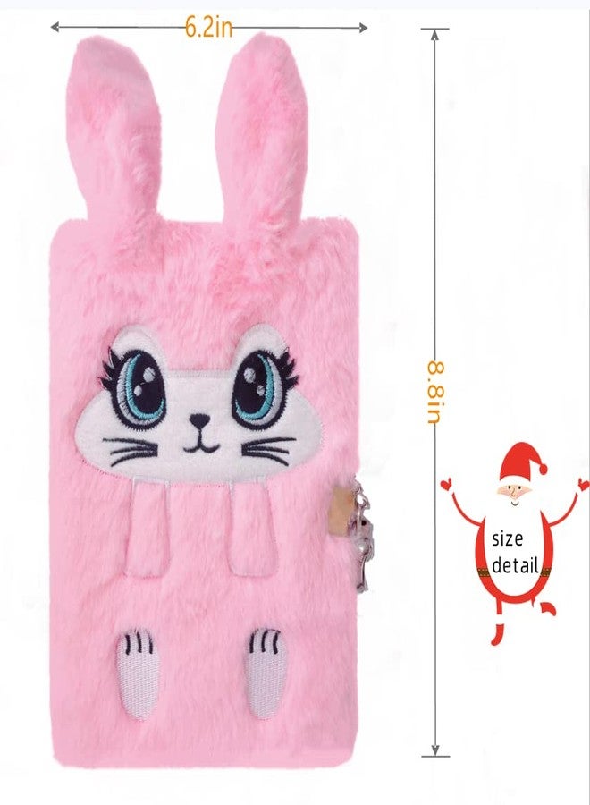 Luolizon Bunny Diary with Lock for Girls,Kids Cute Fuzzy Journal Girls Fluffy Rabbit Notebook Age 8-12 Set with 2 Carrot Pens for Easter Day，Birthday,New Year - Image 3